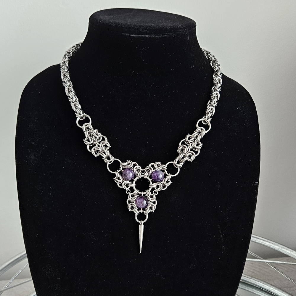 Elegant Silver and Purple Necklace